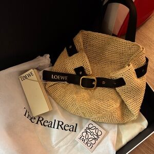 Loewe Beige and Black Woven Shoulder Bag